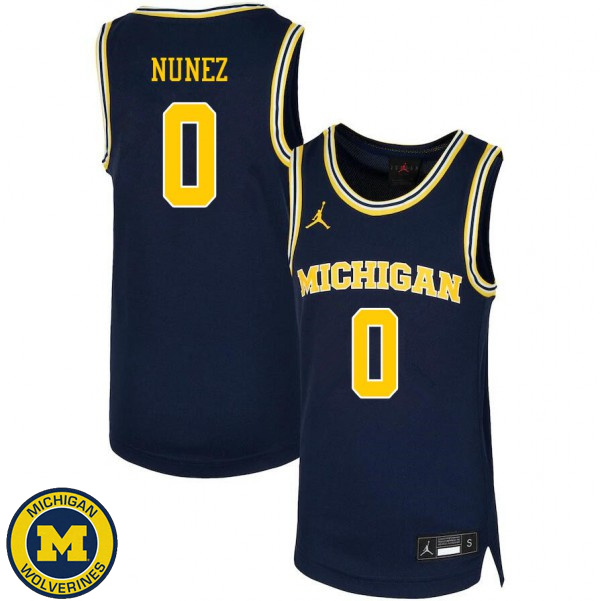 Men University of Michigan #0 Adrien Nunez Navy Official Game Jersey